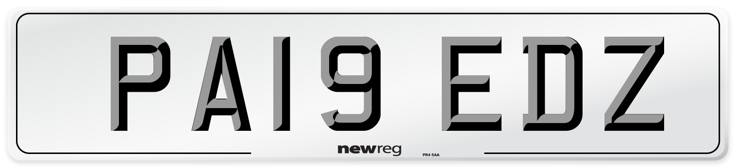 PA19 EDZ Number Plate from New Reg